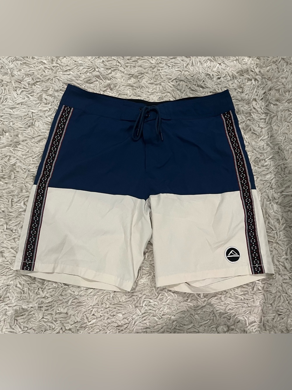 Reef Two-Tone Navy and White Board Shorts with Side Trim